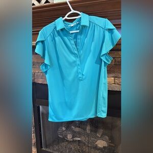 Chic Turquoise Button-Up Blouse